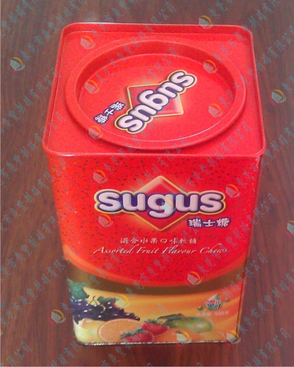 年货糖果罐,马口铁瑞士软糖铁罐,混合水果口味糖果罐
