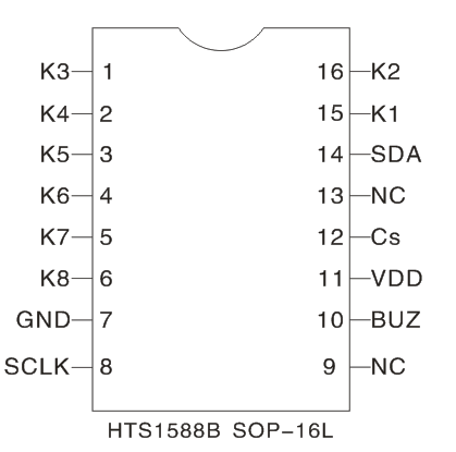 芯键电子 HTS1588B八通道电容式触摸感应芯片