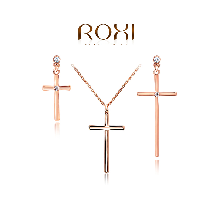 ROXI欧美**合金首饰厂家批发正品玫瑰金十字架项链