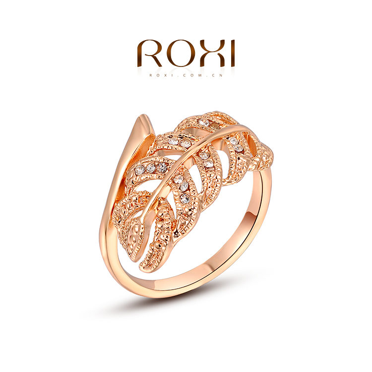 roxi欧美流行合金饰品时尚女式手饰玫瑰金粽叶戒指厂家直销