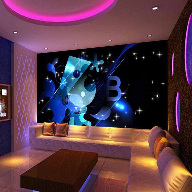 ktv主题房欧式壁纸 星空壁纸 主题房天花板3d立体壁画