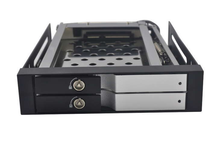 厂家直销2.5寸双盘位铝合金面板内置硬盘抽取盒ST2520S