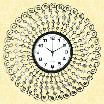 立朔现代简约客厅时尚镶钻豪华创意钟表欧式个性时钟静音挂表大号