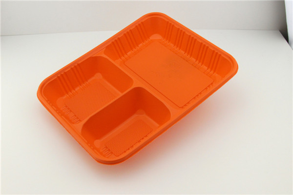 一次性三格塑料外卖便当打包盒，塑料PP加厚快餐盒，方形外卖送餐盒+塑料盒盖