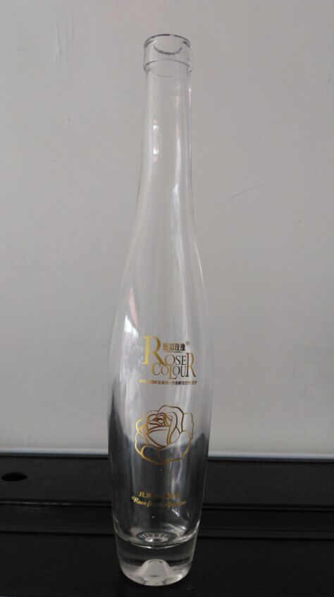 375ml精白料厚底冰酒瓶,高档玻璃冰酒瓶,厂家直销烫金玻璃瓶