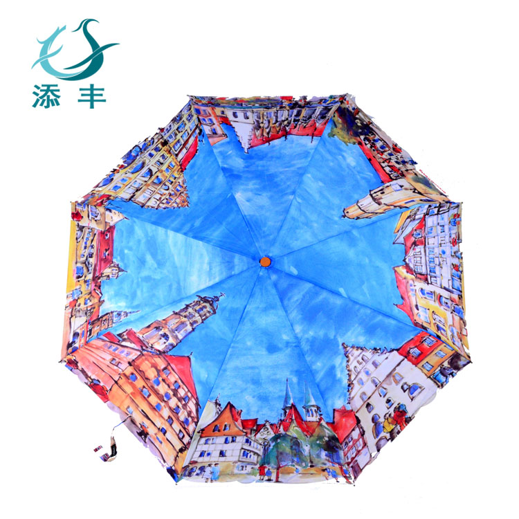深圳三折晴雨伞来了，热转印伞面的三折促销礼品伞，广告太阳伞，人见人爱、女白领出街*品
