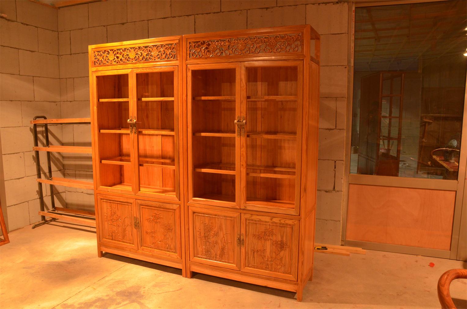 书柜博古架书架货架展示柜茶叶柜茶叶架仿古家具实木榆木