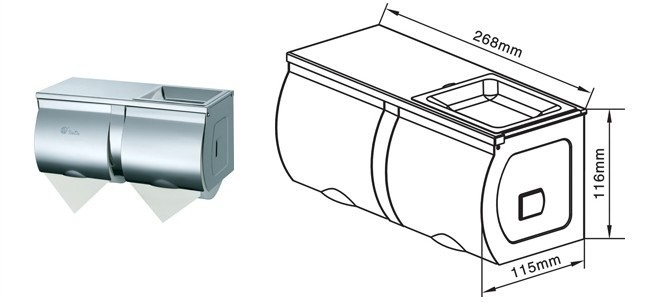 双卷不锈钢卷纸箱 小卷卫生手纸盒 可同时放入两卷 厕所手纸巾器