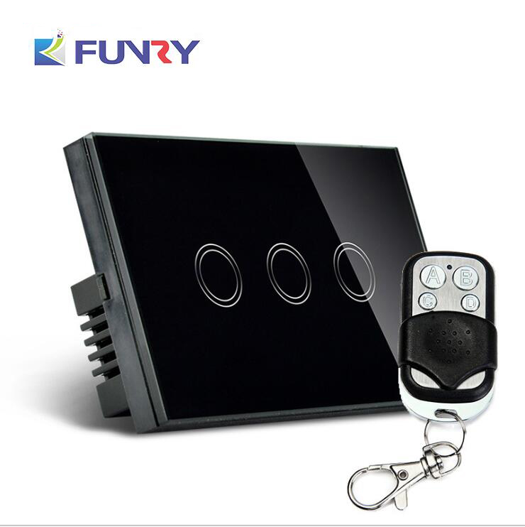 FUNRY-ST2高档智能开关触摸+遥控墙壁开关 手机控制美规120型