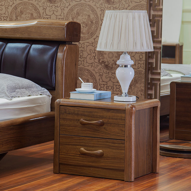 现代中式床头柜 实木床头柜 虎斑木床头柜 高档床头柜 优惠直销