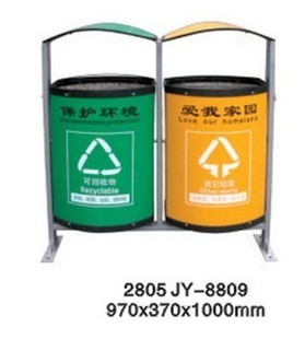 武汉优质不锈钢双桶/单桶果皮分类室外防盗型环卫垃圾桶