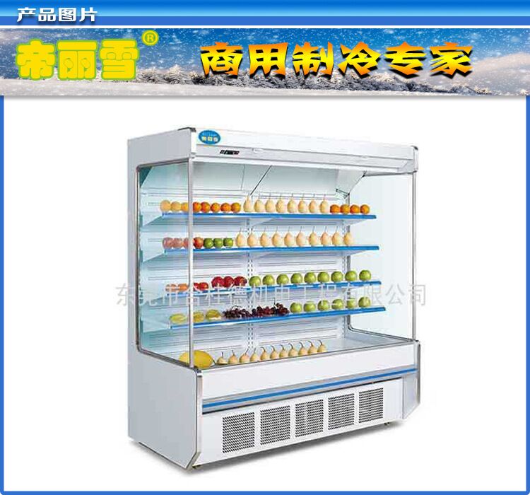 开放立式饮料冷藏展示柜 一体双机头风幕柜 水果蔬菜保鲜风幕柜