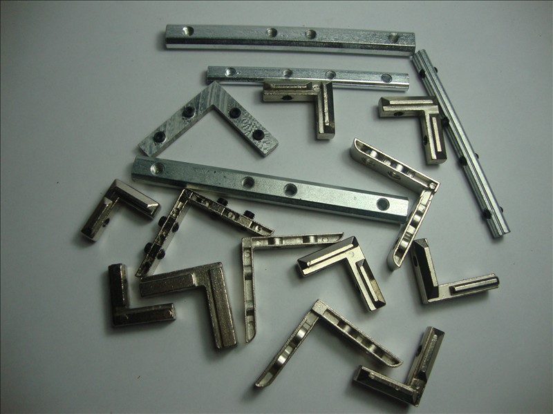 五金铝型材固定件4045压铸L型角槽四孔连接件