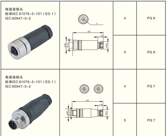 M12航空插头插座2 3 4芯5芯8芯12针/孔公头/母头传感器连接器防水