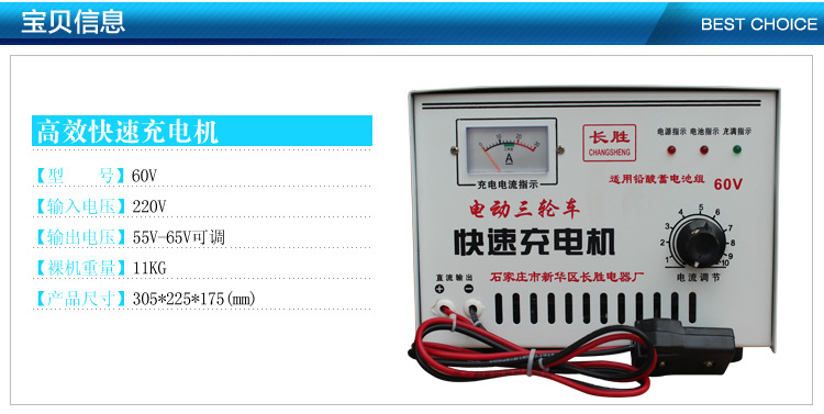 厂家直销电动三轮充电机60V