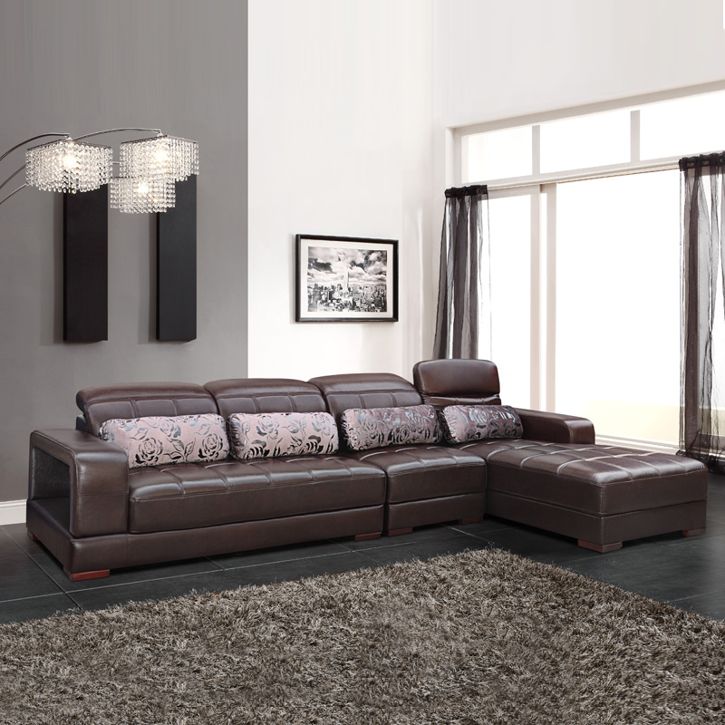 莱美诗沙发K21#简约现代真皮沙发 时尚客厅组合 头层牛皮转角沙发
