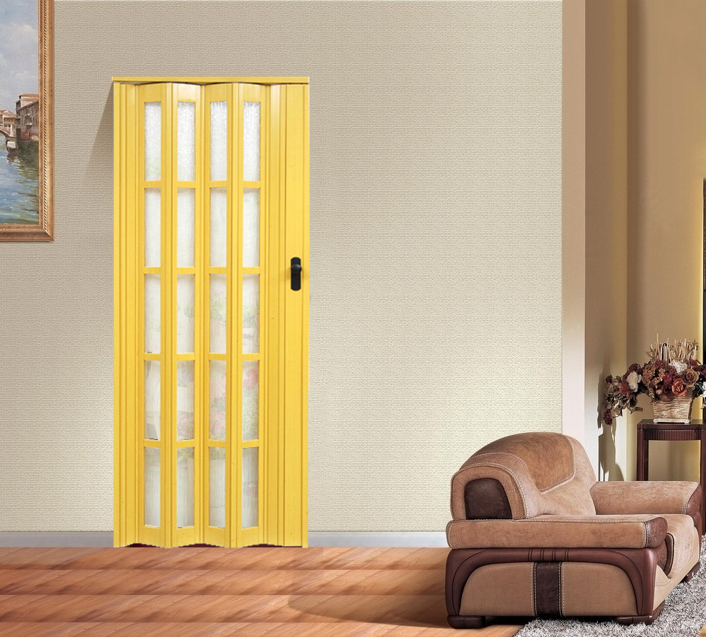 黄色折叠门 推拉门 平开门 半透明门 PVC型材