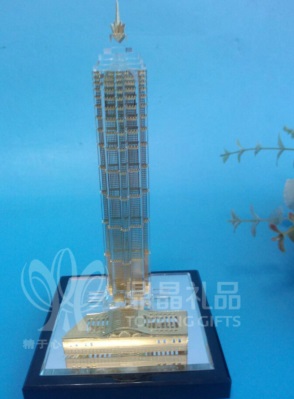 上海特色旅游纪念品 金茂大厦水晶模型 商务礼品 水晶模型定制