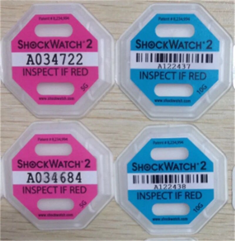 美国高效原装进口SHOCKWATCH2代5G10G15G25G防震撞标签 防碰撞标签冲击显示标签