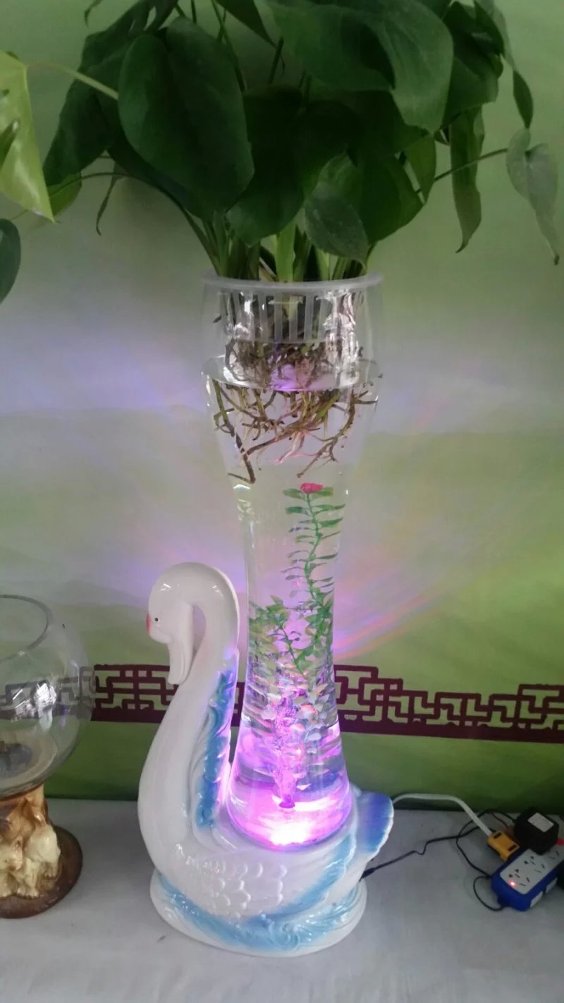 供应水培花卉玻璃花瓶/灯光氧气玻璃花盆