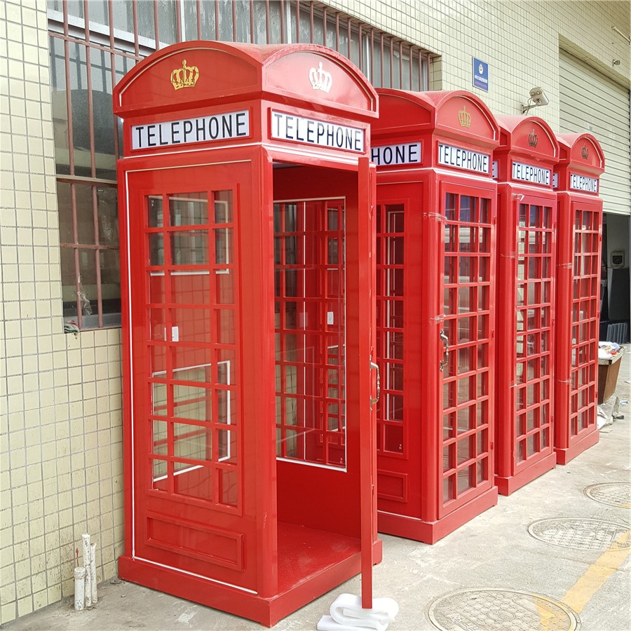 户外公用电话亭英伦风经典造型红色电话亭伦敦复古风