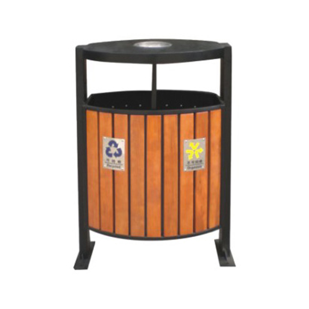 清镇街道公园分类垃圾箱配送麦穗P-B102钢木分类垃圾桶