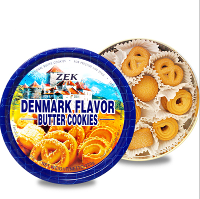 马来西亚进口零食品批发ZEK丹麦风味黄油曲奇饼干铁盒装220g*12/箱