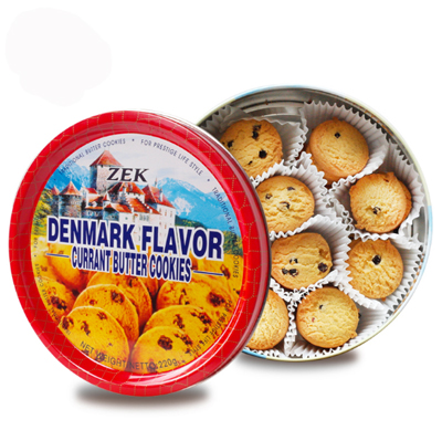 马来西亚进口零食品批发ZEK丹麦风味葡萄干黄油曲奇饼干220g*12/箱