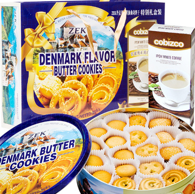 马来西亚进口零食品批发ZEK丹麦风味葡萄干黄油曲奇饼干368g*12/箱