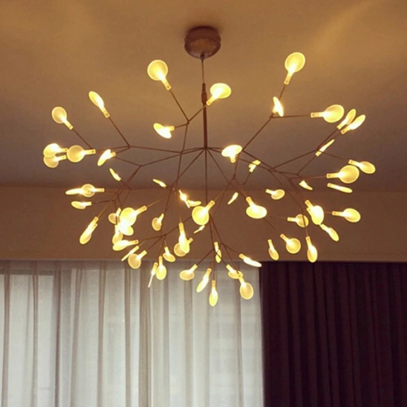 北欧创意个性艺术叶子萤火虫吊灯