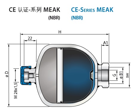 罗特CE认证NBR隔膜式蓄能器