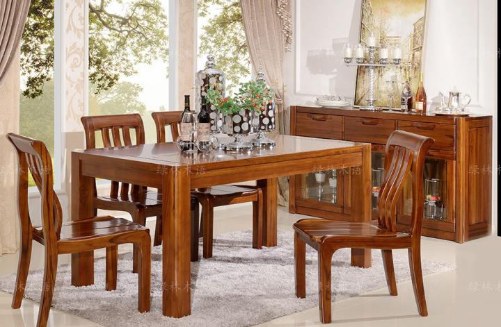 高档餐桌柚木纯实木餐台长方形1.5米现代 厚重 绿林木语品牌家具定制