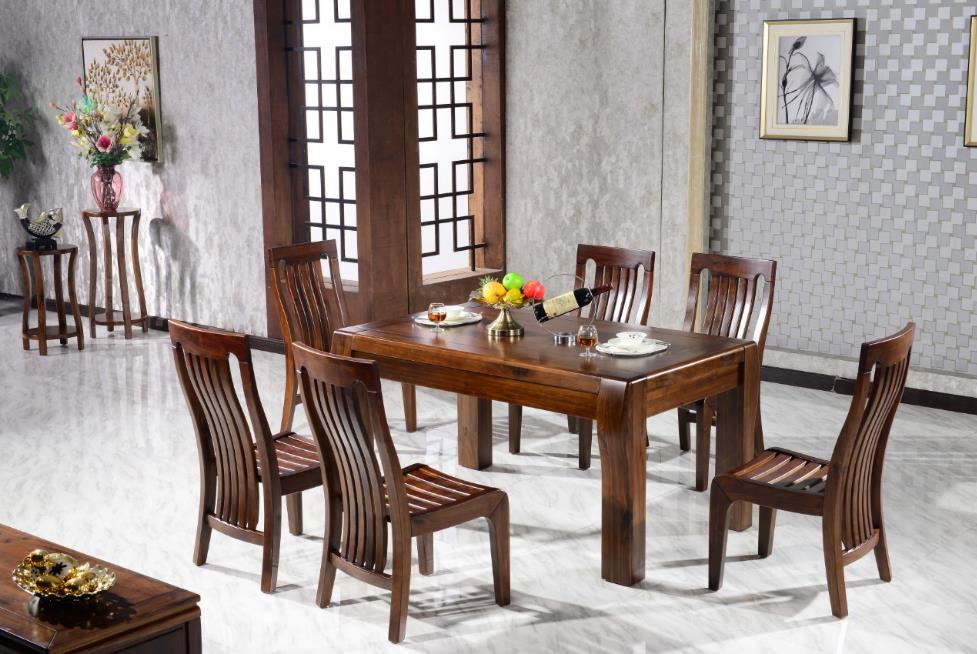 北美黑胡桃木餐桌椅组合/高档餐桌价格