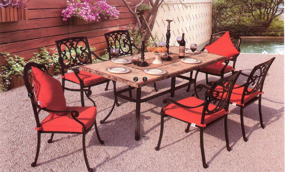 Mr.Tong花园生活爱琴海风情洞石桌面铸铝家具桌椅户外铸铝桌椅铸铝家具