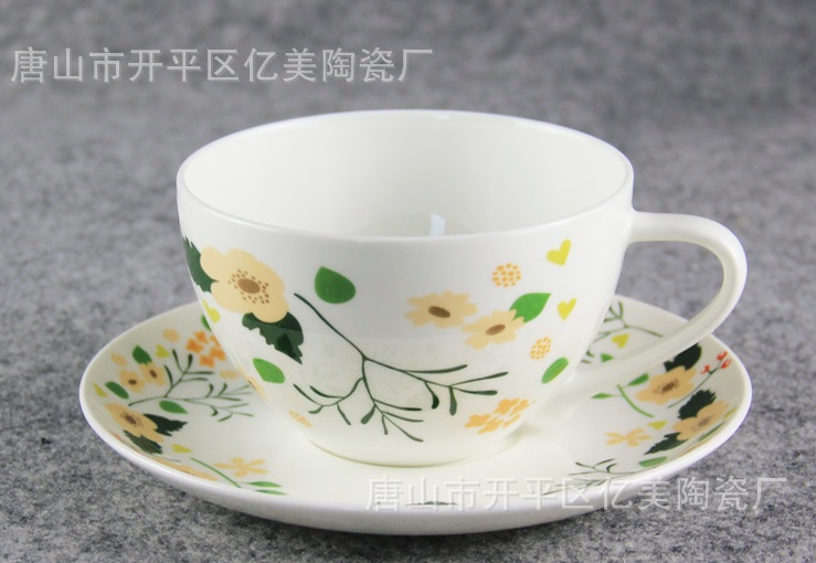 骨质瓷 浪漫花季咖啡杯碟套装 可定制咖啡杯 下午茶