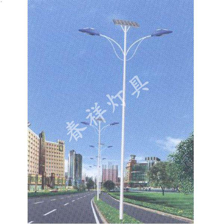 天津市春灯具厂家直销多种规格多种款式户外道路照明太阳能双弯双臂灯杆路灯杆