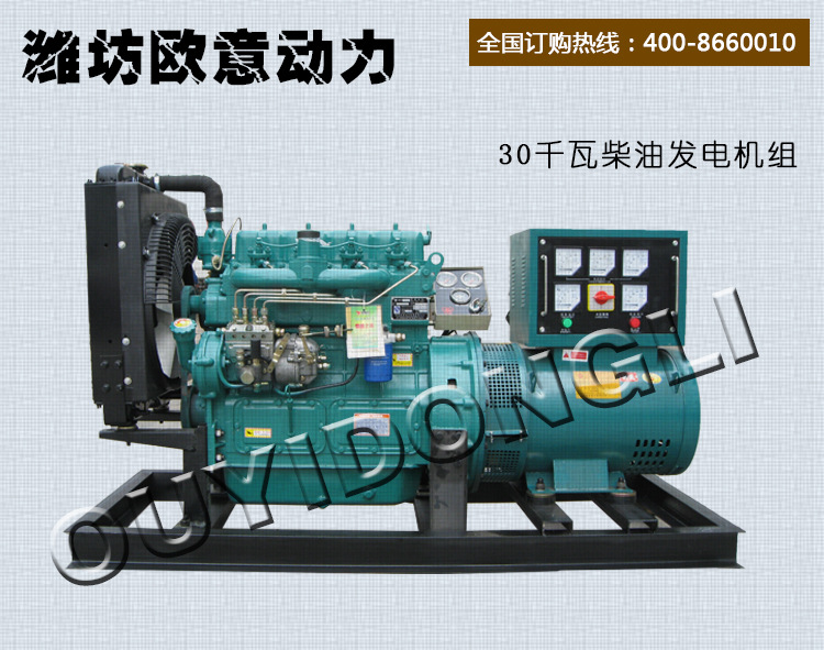 工程30千瓦潍坊柴油发电机组 配上海全铜电机工地用