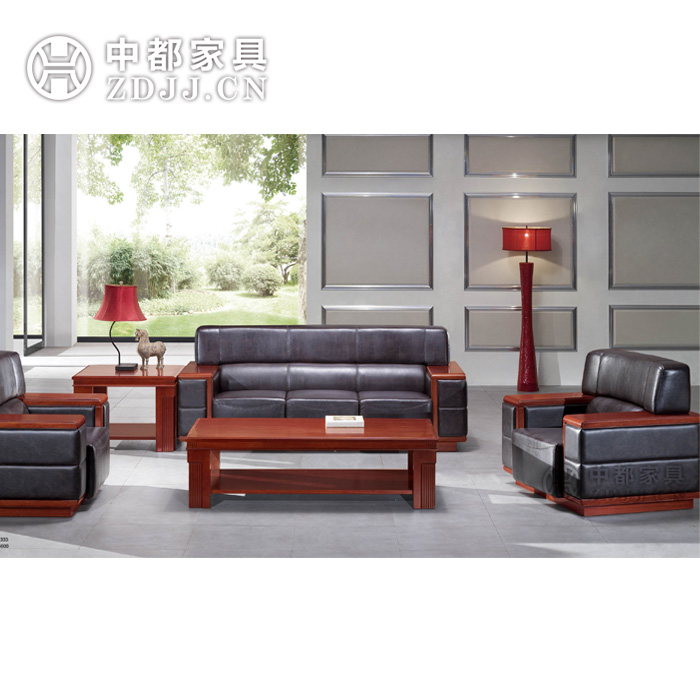 中都家具-ZD-S002舒适质感办公1+1+3组合沙发客厅会客新款真皮沙发