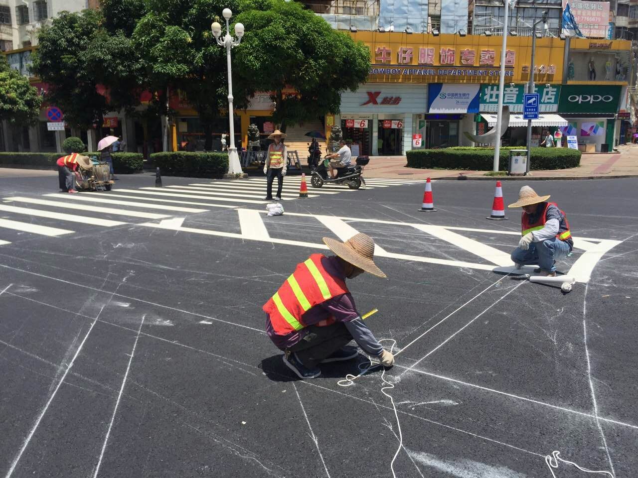 珠海三灶7月份唐人街道路标线完工