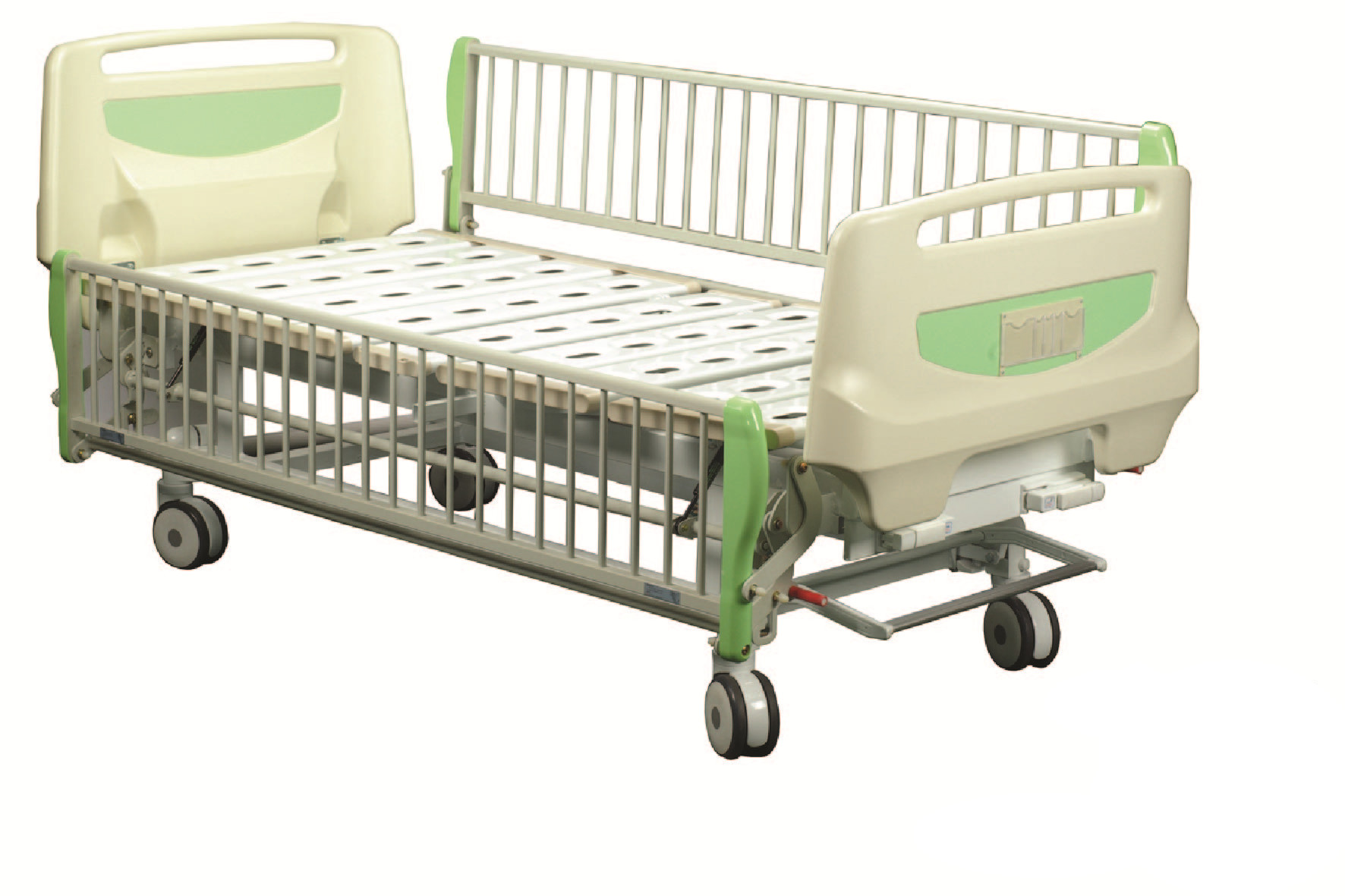 厂家直销 RSE12-C 双摇手儿童病床 长护栏儿童床 草绿色温馨儿童护理床