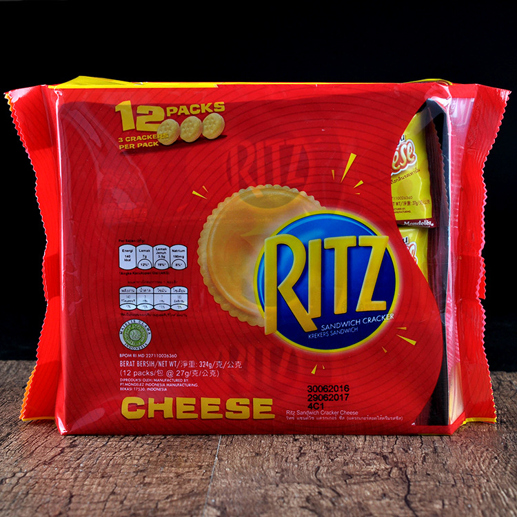 批发中国香港进口美国卡夫乐之RITZ奶酪芝士夹心饼干324g内12小包装