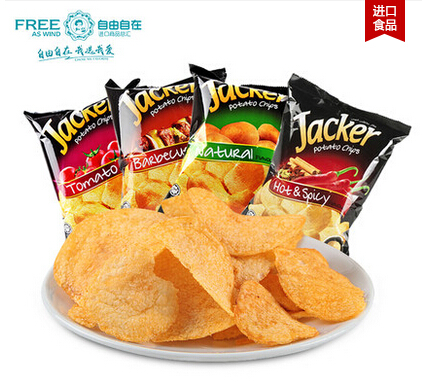 马来西亚进口 jacker/杰克薯片休闲膨化零食品多口味可选60g
