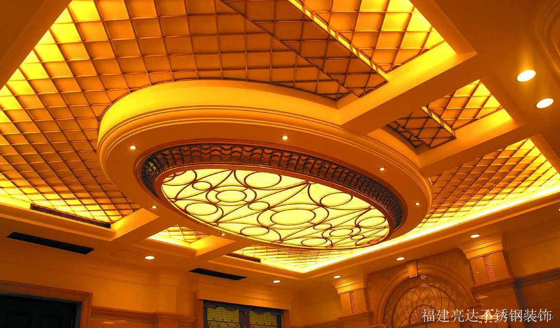 新款造型不锈钢欧式天花板 高档大气大厅天花板 娱乐会所装饰