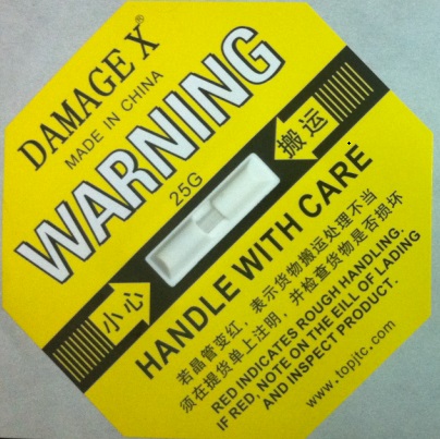 武汉防震警示标签长沙DAMAGE X振动冲击指示器物流监控器