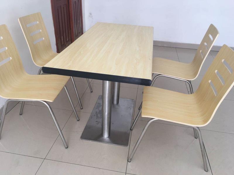小吃店餐桌椅曲木皮革桌椅不锈钢防火板快餐桌椅ft2-072