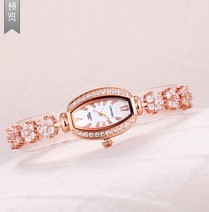 型号:6053 欧式时尚潮流珠宝扣手表女款纯手工水晶镶钻休闲防水石英女士手表