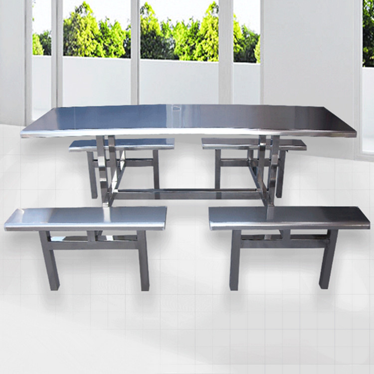 供应食堂不锈钢餐桌椅 不锈钢学生餐桌椅 连体不锈钢餐桌椅