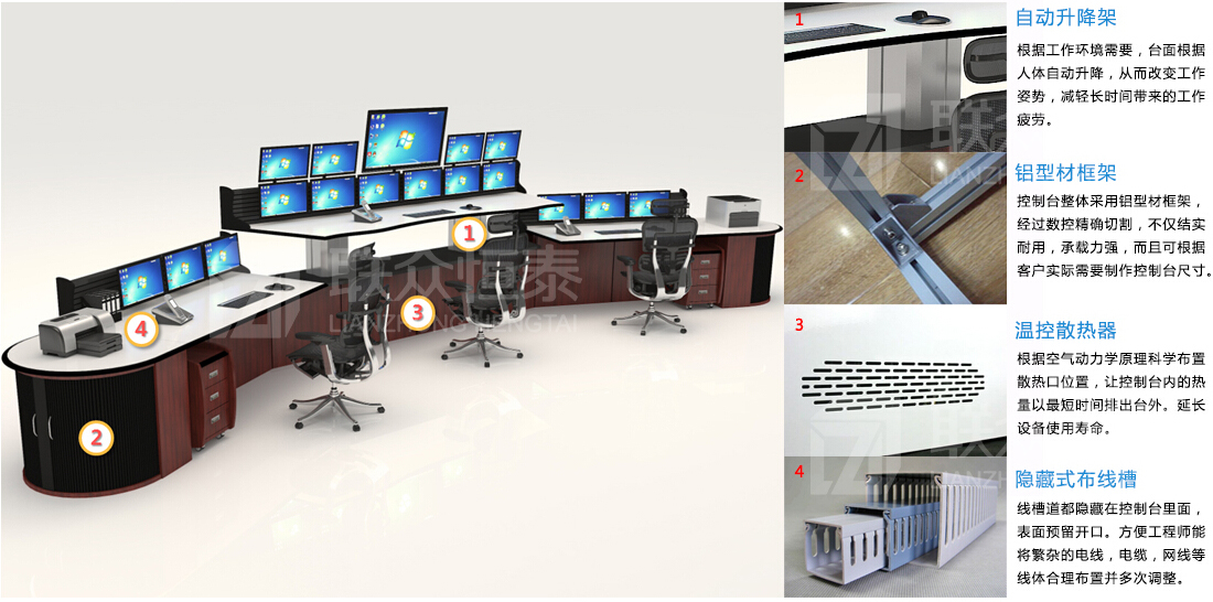 江西联众恒泰公安指挥调度中心标准化智能监控台控制台AOC-25定制设计