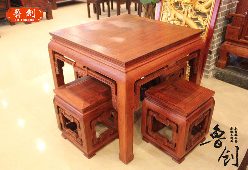 博古方桌东阳鲁创厂家直销红木家具图片、东阳木雕家具价格、手工工艺品