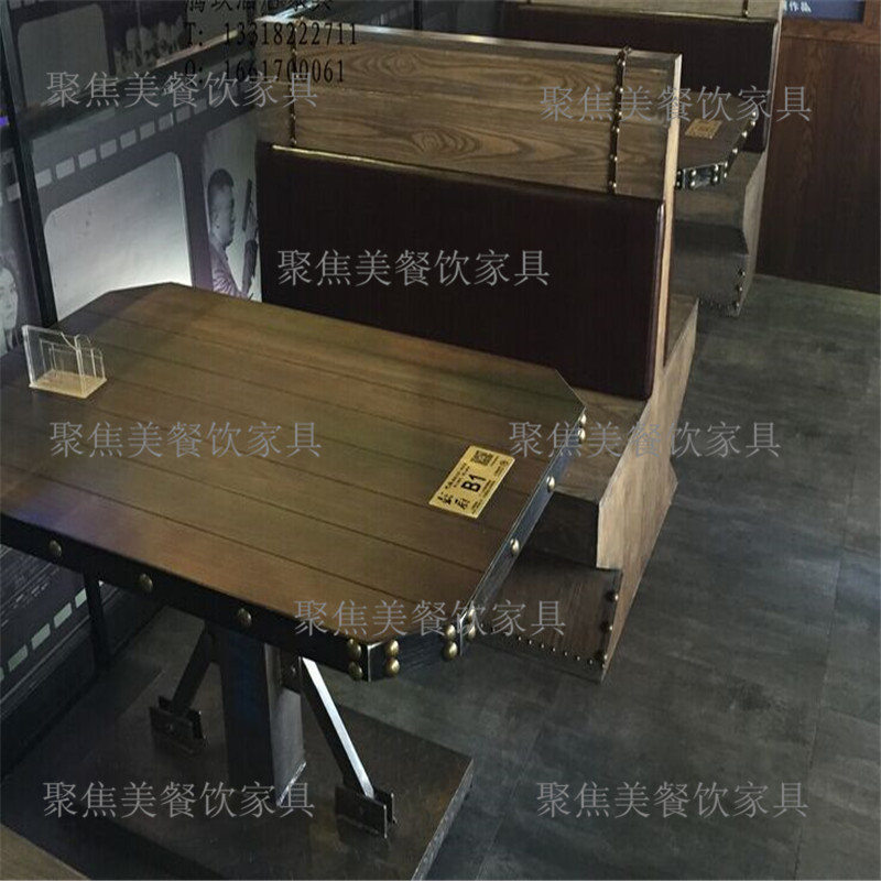 深圳复古做旧款式卡座沙发 单面咖啡厅沙发 工艺风格卡座沙发